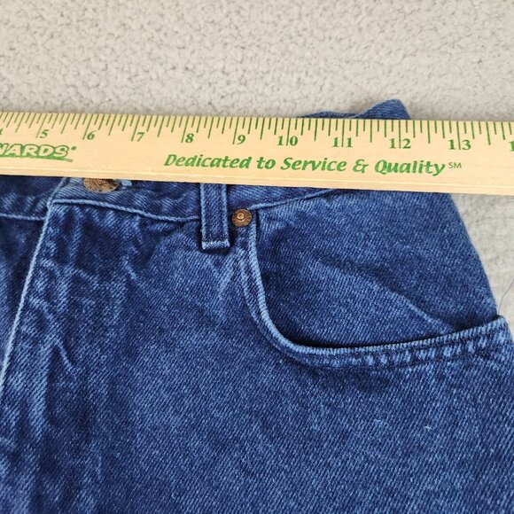 Womens 7/8 Misses Relaxed Fit Jeans Tapered Leg Blue 90's Dark Wash Cotton Denim - Picture 3 of 13